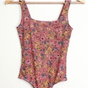 Love in the Garden Mauve Floral Print Mesh Bodysuit